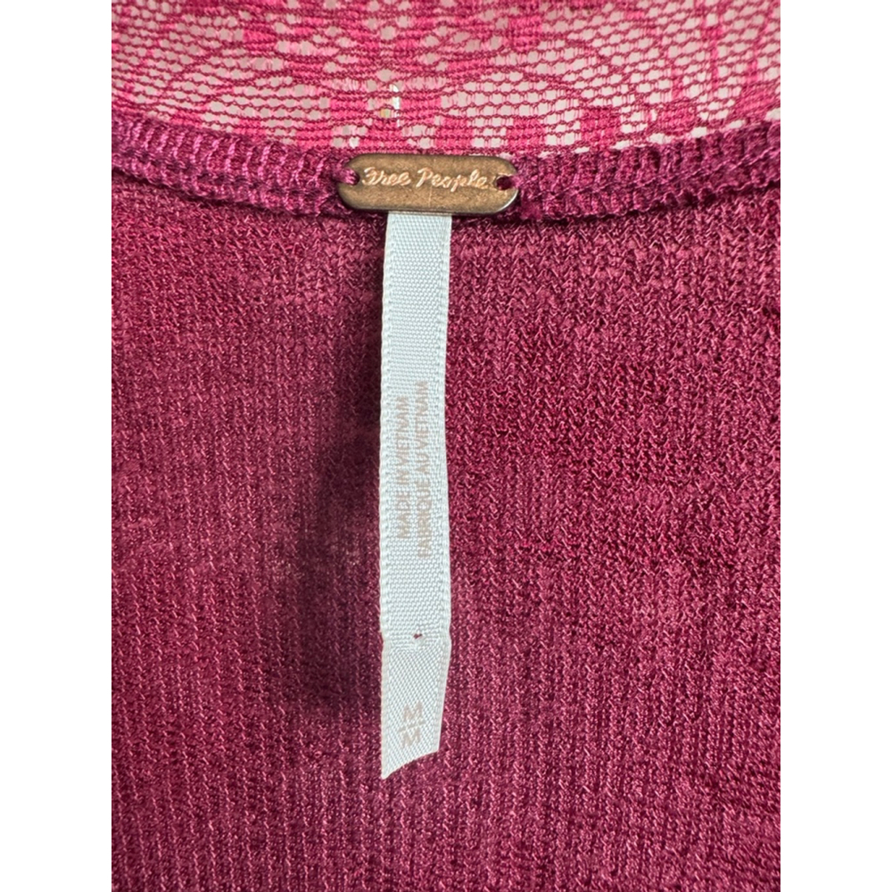 Free People Burgundy Long Sleeve Dress Medium - Picture 10 of 12